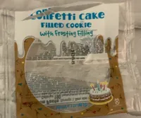 confetti cake filled cookie with frosting filling