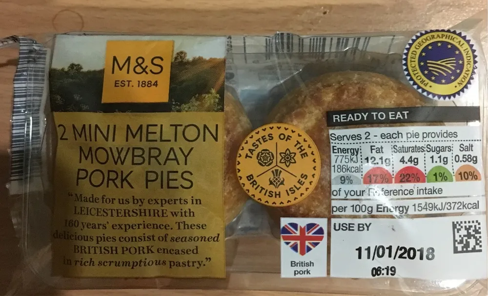 2 Mini Melton Mowbray Pork Pies