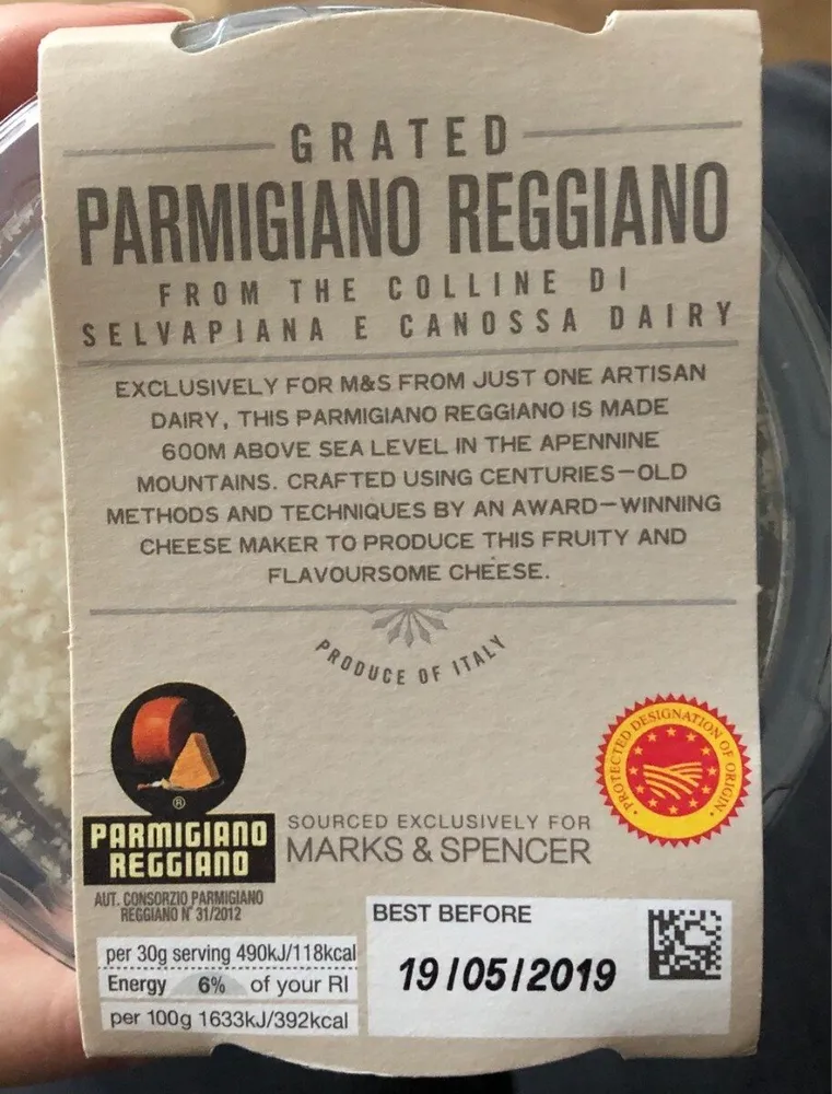 Grated Parmigiano Reggiano