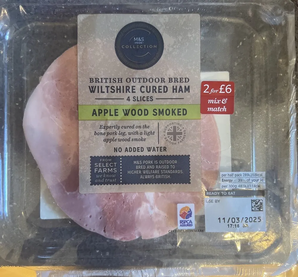 Wiltshire cured apple wood smoked ham