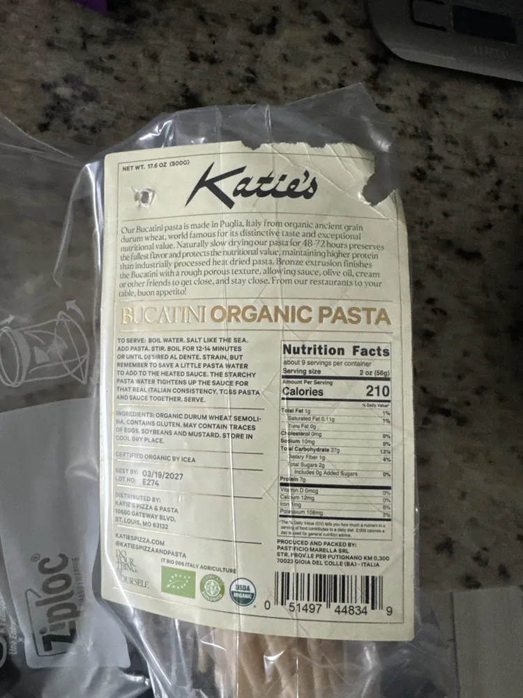 Bucatini Organic Pasta