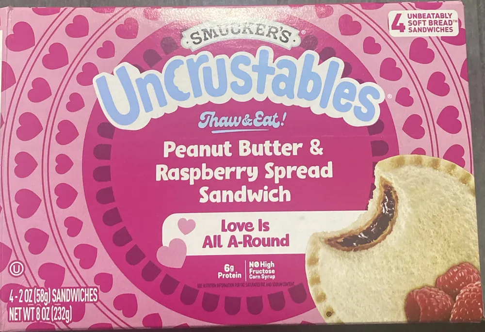 Peanut Butter & Raspberry Spread Sandwich