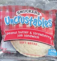 Peanut butter & strawberry jam sandwich soft bread