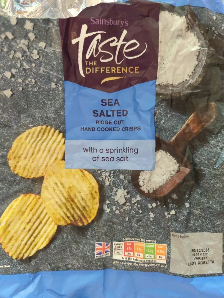 Sea salted ridge cut hand cooked crisps