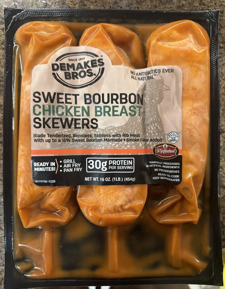 Sweet Bourbon Chicken Breast Skewers