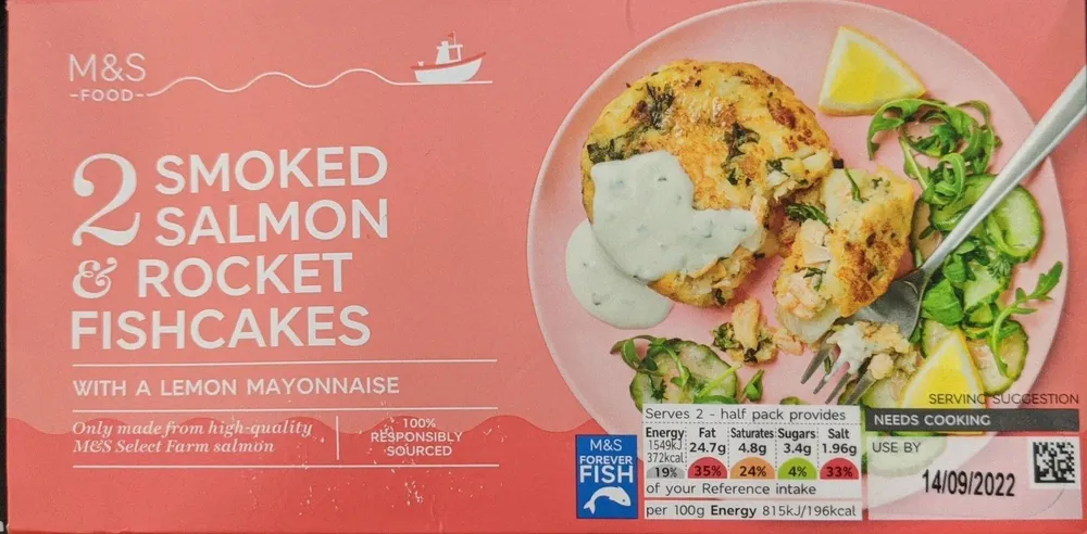 2 Smoked Salmón rockero fishcakes
