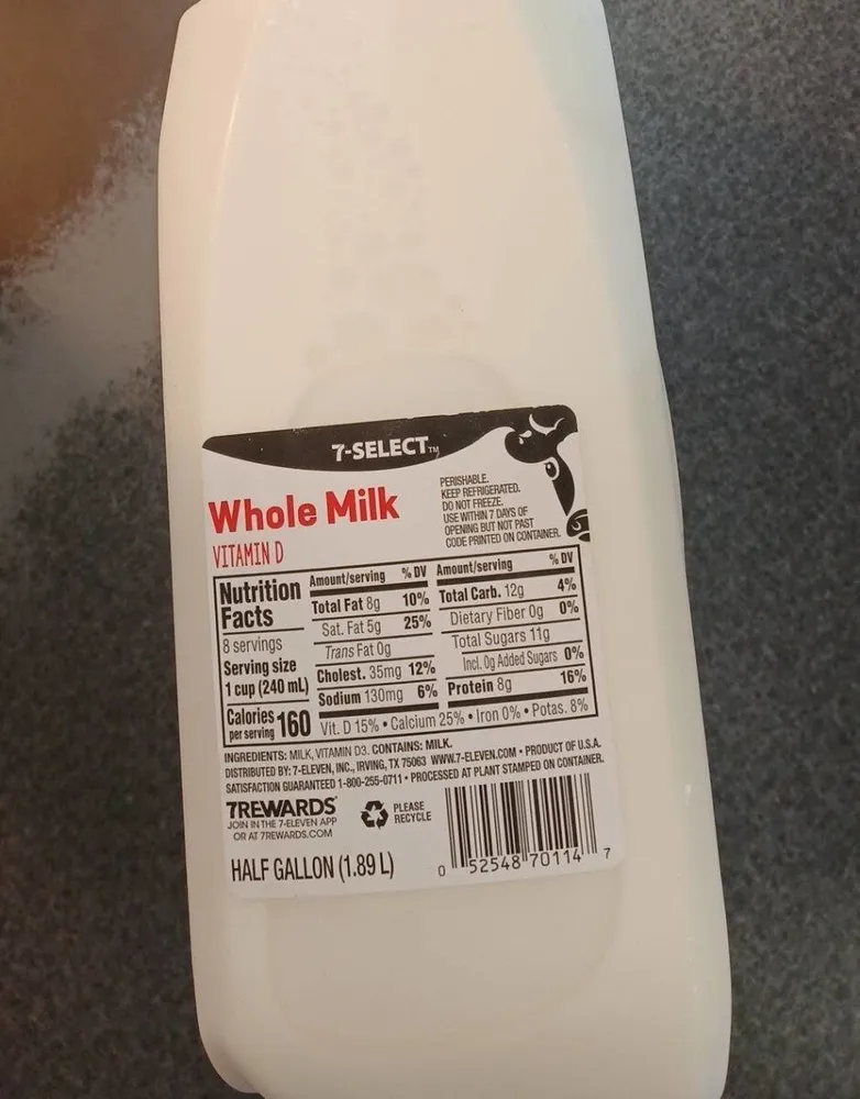 7s whole milk half gallon