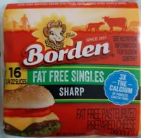 Sharp fat free singles pasteurized prepared cheese product