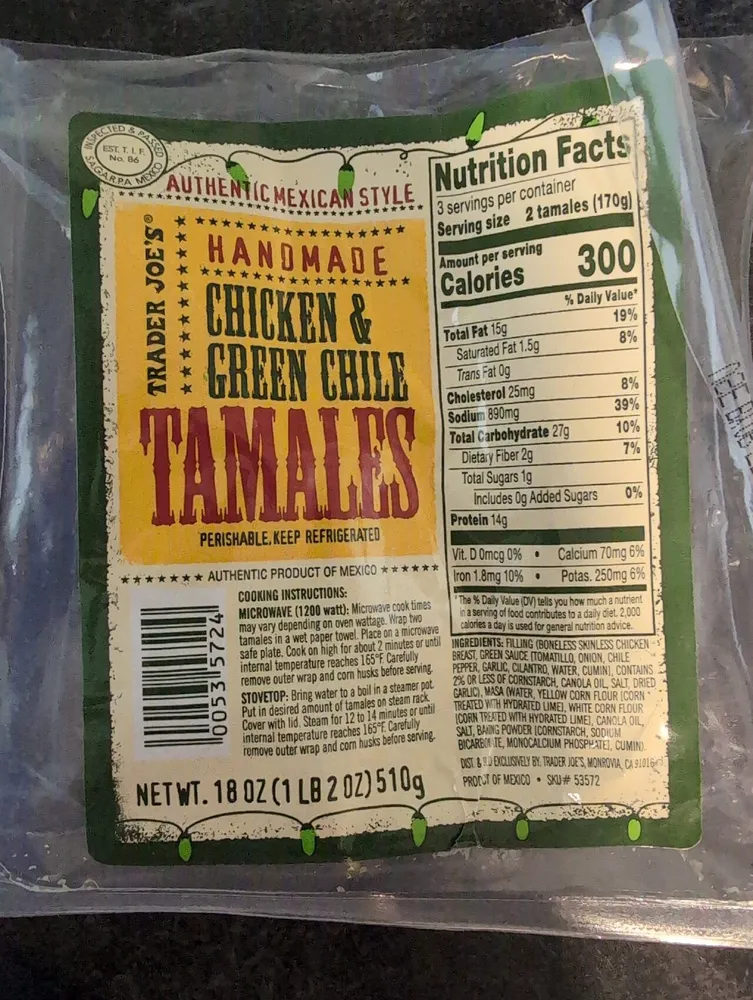 CHICKEN & GREEN CHILE TAMALES