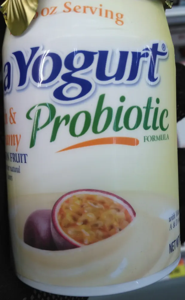 Passion fruit probiotic formula blended lowfat yogurt, passion fruit