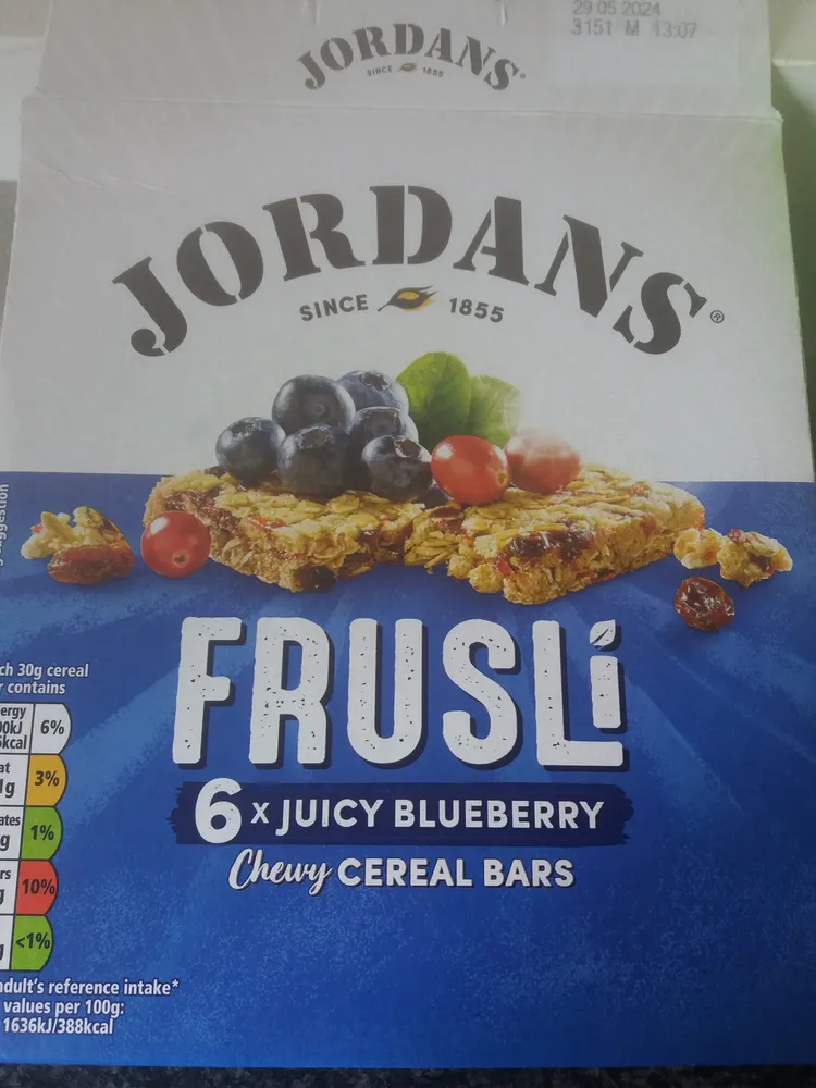 Frusli 6 x Juicy Blueberry Chewy Cereal Bars