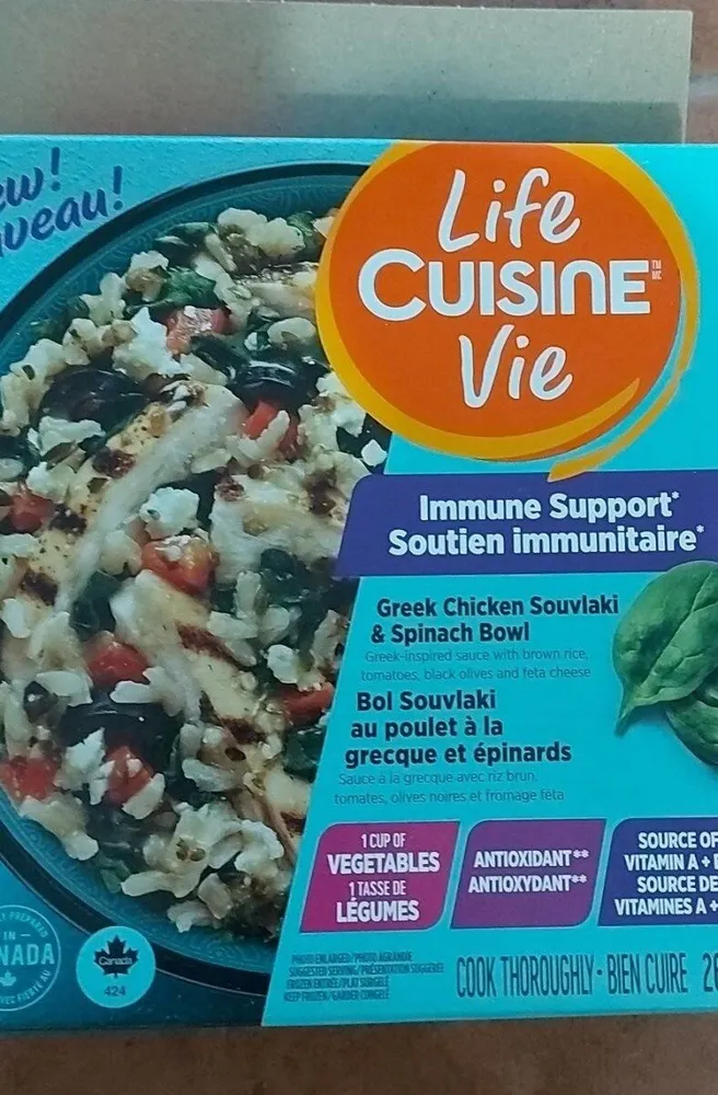 Bol souvlaki au poulet à la grecque et épinard