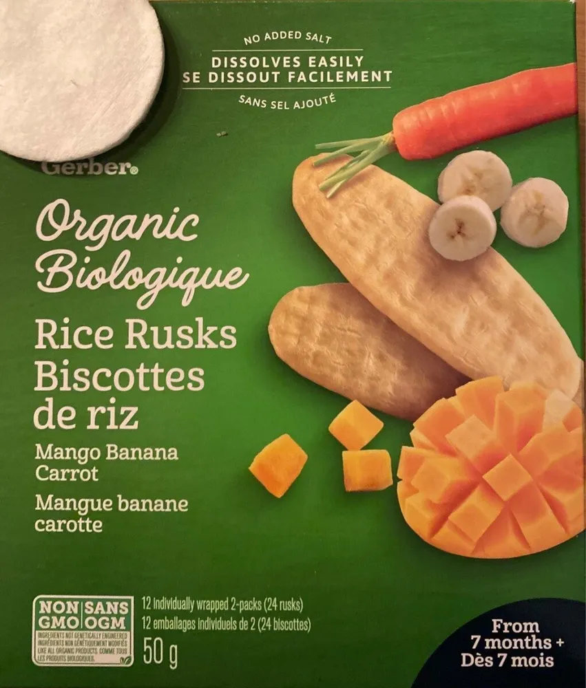 Biscottes de riz mangue banane carotte