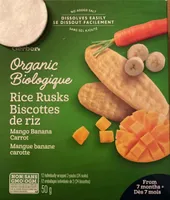 Biscottes de riz mangue banane carotte
