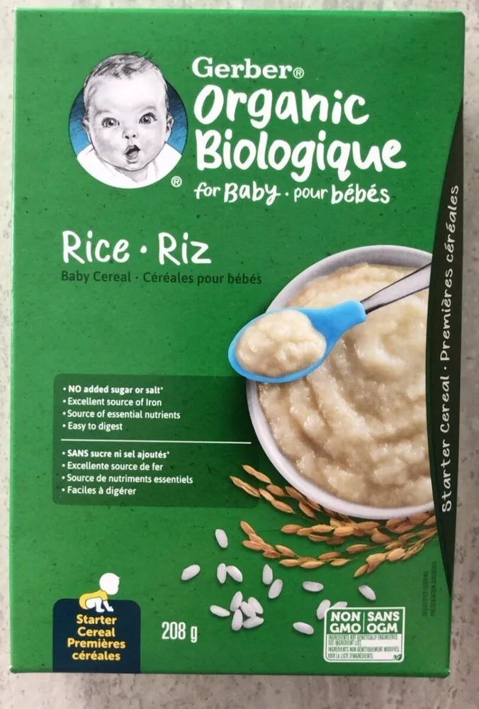 Céréales de riz pour bébés biologiques