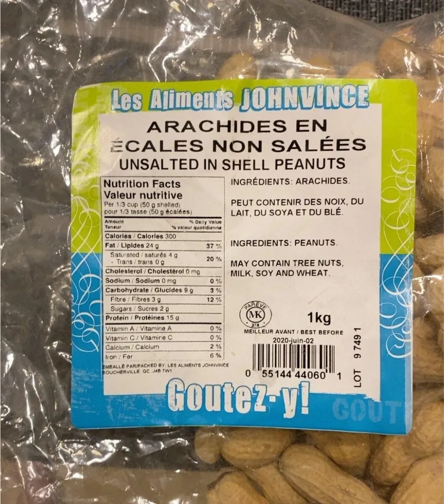 arachides en écales non salées