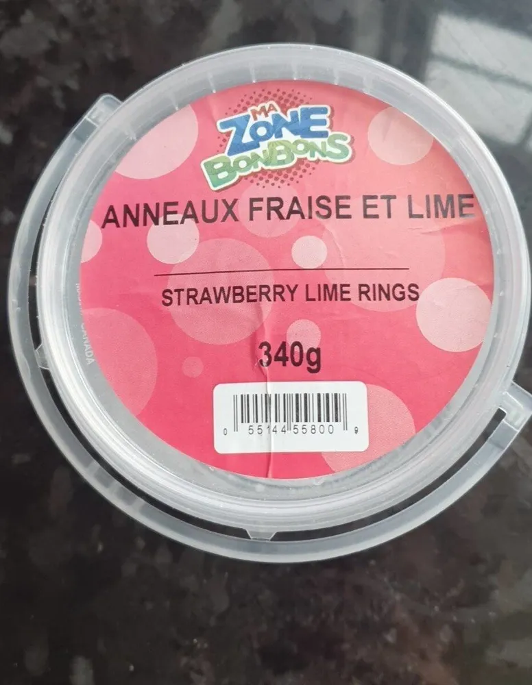 Bonbons Anneaux Fraise et Lime