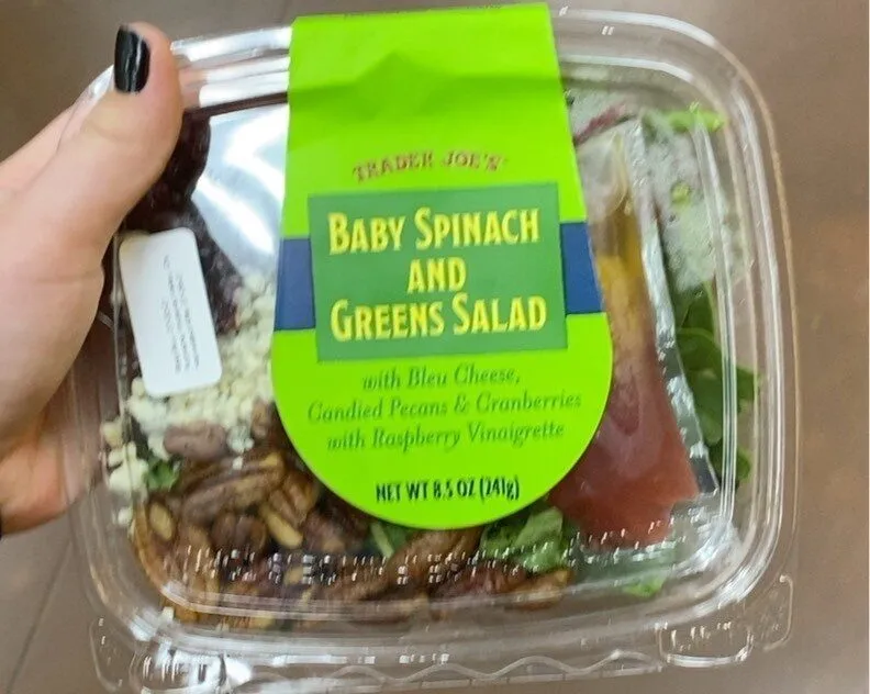 Baby Spinach and Greens Salad with Bleu Cheese, Candied Pecans & Cranberries with Raspberry Vinaigrette