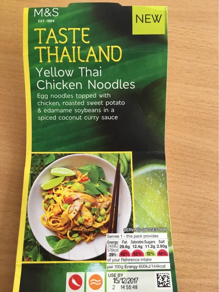 Yellow thai chicken noodles