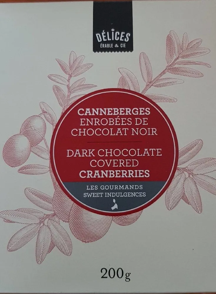 Canneberges enrobées de chocolat noir