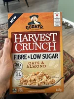 HARVEST CRUNCH FIBRE & LOW SUGAR OATS & ALMOND GRANOLA CEREAL