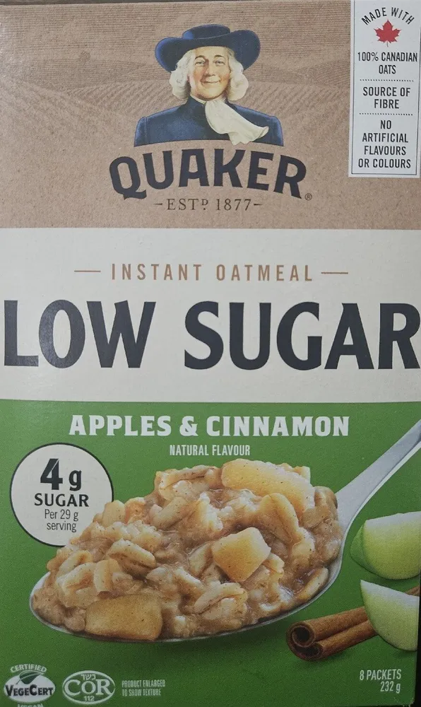 Instant Oatmeal Low Sugar Apples & Cinnamon
