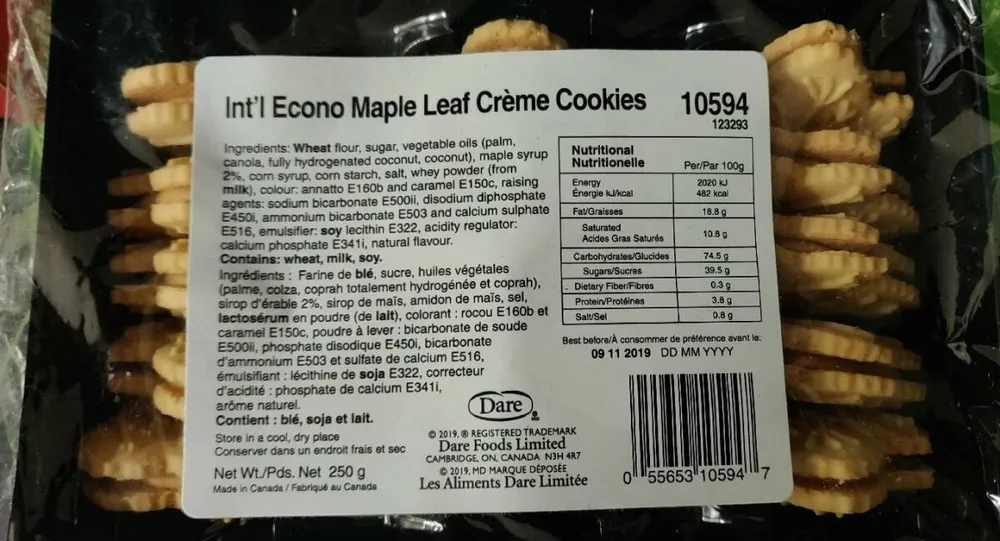 Int'l Econo Maple Leaf Creme cookies