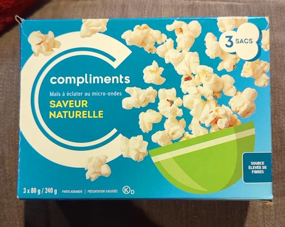 Popcorn saveur naturelle