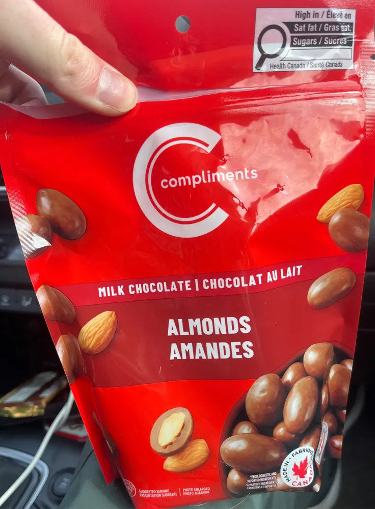 Milk chocolate covered almonds