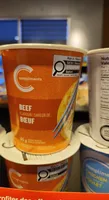 Beef flavour instant noodles in a cup
