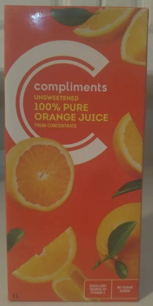 100% Pure Unsweetened Orange Juice from Concentrate
