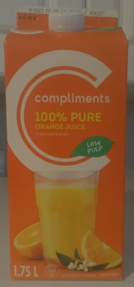 100% Pure Low Pulp Orange Juice from Concentrate
