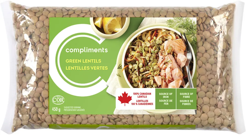 Green lentils, raw