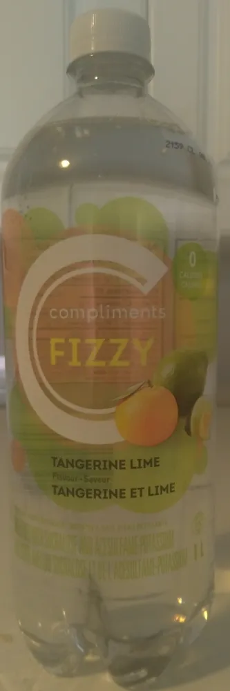 Fizzy tangerine lime flavoured sparkling water beverage