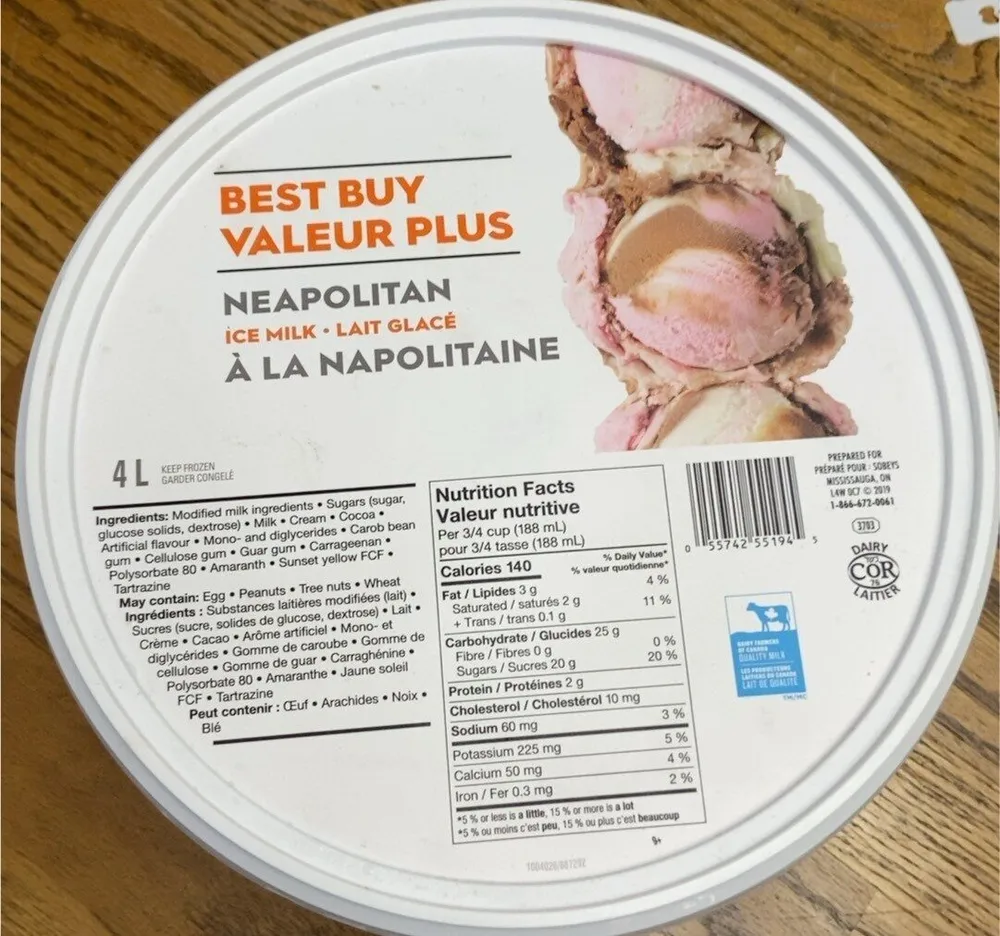 Neapolitan ice milk