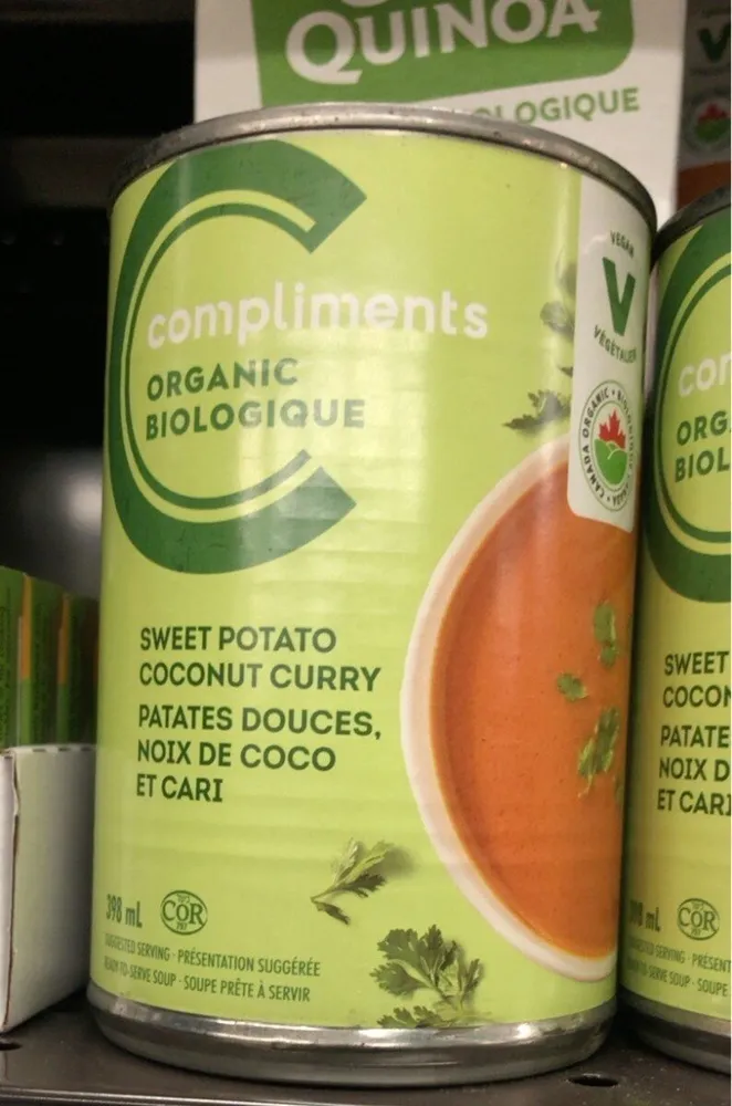 Soupe patqtes rouces noix de coco et cari
