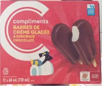 Barres de crème glacée à enrobage chocolaté