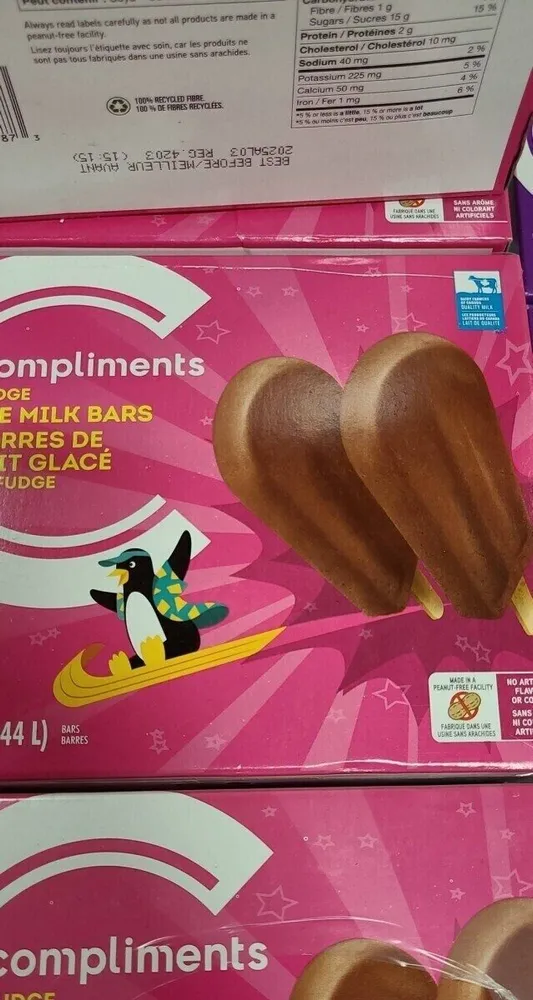 Barres de lait glacé