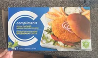 Fully cooked breaded chicken burgers