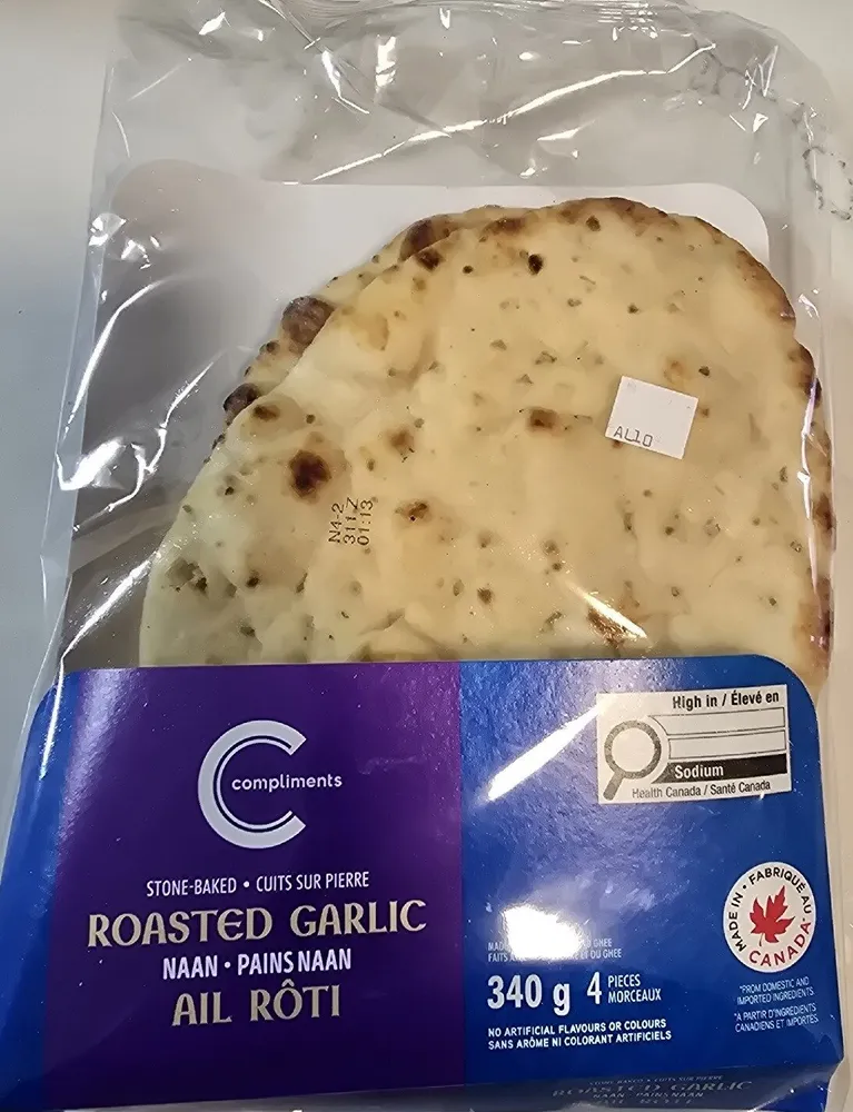 Roasted garlic naan
