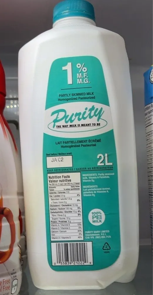 partly slimmed 1% milk