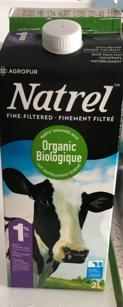 Lait partiellement ecremé biologique
