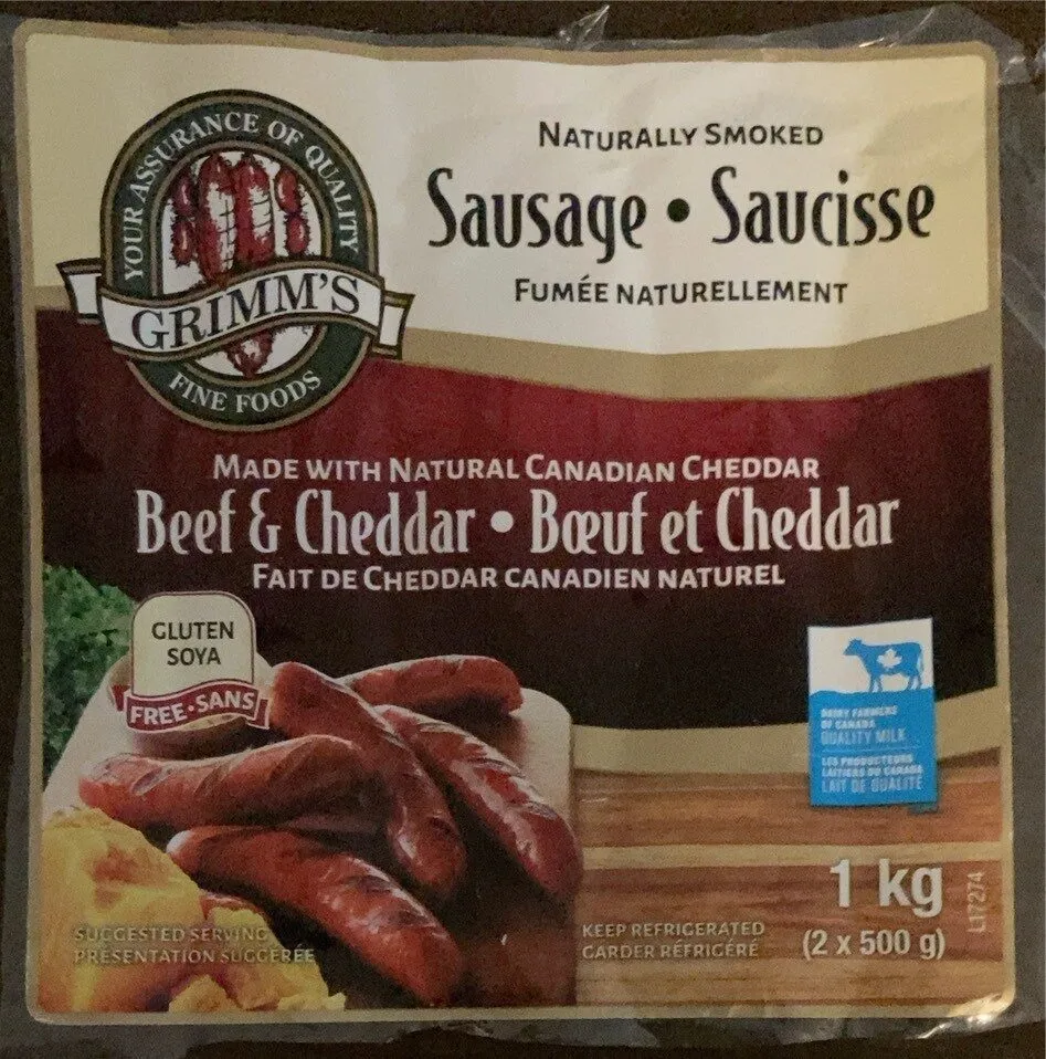 Saucisses fumées bœuf et cheddar