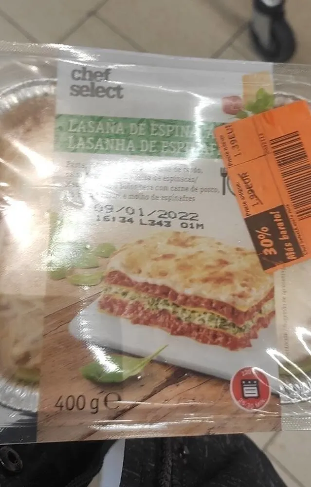 Lasaña de espinaca