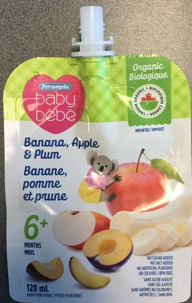Banane pomme et prune