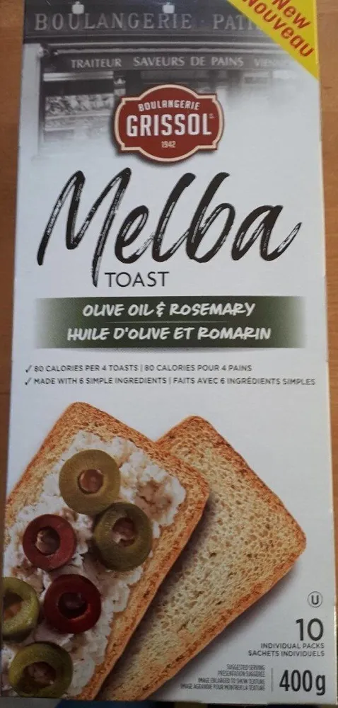 Toast melba huile d'olive et romarin