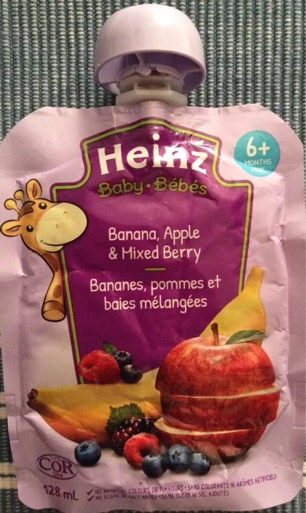 Bananes, pommes et baies melanges compote bébé