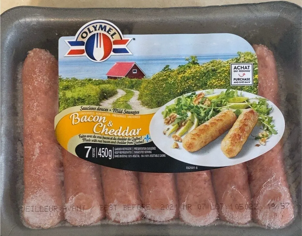 Saucisses douce bacon et cheddar