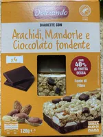 Barrette con arachidi, mandorle e cioccolato fondente