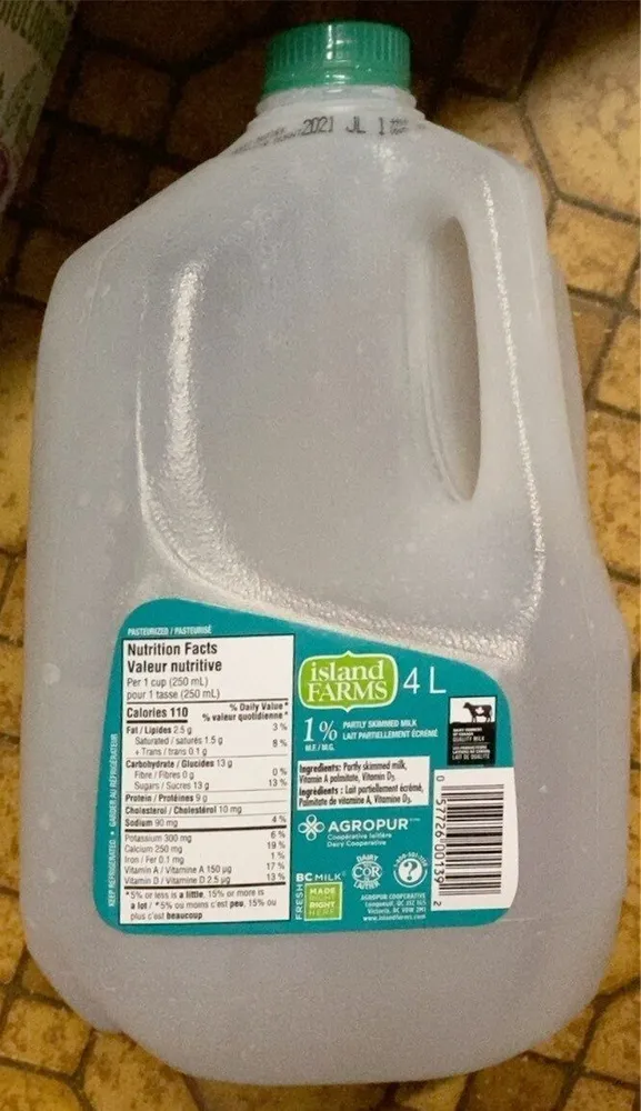1% partly skimmed millk